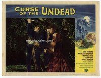 b367 CURSE OF THE UNDEAD movie lobby card #2 '59 fiend attacks lovers!