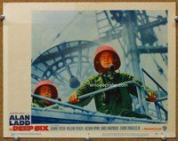 b387 DEEP SIX movie lobby card #5 '58 Alan Ladd in funky helmet!