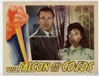 b430 FALCON & THE CO-EDS #2 movie lobby card '43 Conway close up w/girl!