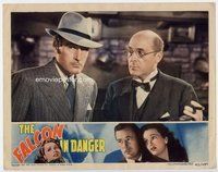 b432 FALCON IN DANGER #2 movie lobby card '43 Tom Conway c/u in hat!