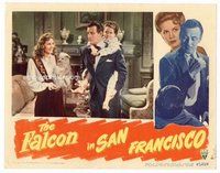 b438 FALCON IN SAN FRANCISCO #2 movie lobby card '45 Conway holds girl!