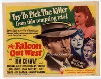 b055 FALCON OUT WEST title movie lobby card '44 Tom Conway as The Falcon!