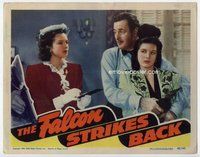 b443 FALCON STRIKES BACK #3 movie lobby card '43 Conway grabs girl w/gun