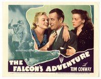 b444 FALCON'S ADVENTURE #2 movie lobby card '46 Tom Conway close up!