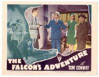 b445 FALCON'S ADVENTURE #3 movie lobby card '46 Tom Conway with gun!