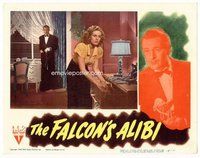 b446 FALCON'S ALIBI #2 movie lobby card '46 Tom Conway surprises girl!