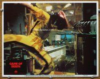 b480 GAME OF DEATH movie lobby card #6 '79 Bruce Lee smashes window!