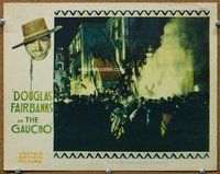 b482 GAUCHO #2 movie lobby card '27 Douglas Fairbanks burns city!