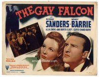 b066 GAY FALCON title movie lobby card '41 George Sanders, Wendy Barrie