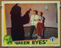 b514 GREEN EYES movie lobby card '34 great spooky shadow image!