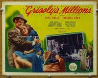b071 GRISSLY'S MILLIONS title movie lobby card '45 Paul Kelly, Virginia Grey
