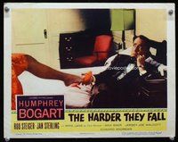 b523 HARDER THEY FALL movie lobby card '56 Humphrey Bogart, boxing!