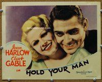 b543 HOLD YOUR MAN movie lobby card '33 best Harlow & Gable close up!