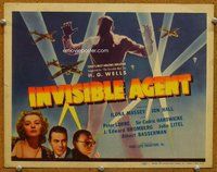 b082 INVISIBLE AGENT title movie lobby card '42 H.G. Wells, Peter Lorre