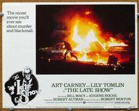 b616 LATE SHOW movie lobby card #8 '77 wild fiery car explosion!