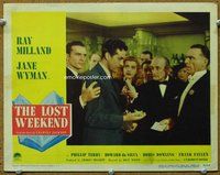b634 LOST WEEKEND movie lobby card #1 '45 Ray Milland at party!