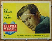 b635 LOST WEEKEND movie lobby card #2 '45 best Ray Milland close up!