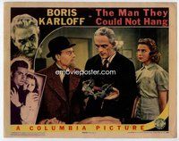 b667 MAN THEY COULD NOT HANG #2 movie lobby card '39 Karloff operates!