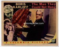 b668 MAN THEY COULD NOT HANG #3 movie lobby card '39 Karloff close up!