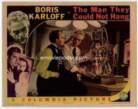 b669 MAN THEY COULD NOT HANG #4 movie lobby card '39 Karloff in lab!