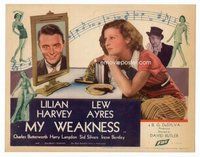 b104 MY WEAKNESS title movie lobby card '33 Lew Ayres, Lillian Harvey