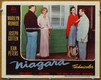 b722 NIAGARA movie lobby card #3 '53 Marilyn Monroe in nightgown!