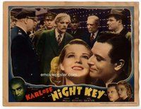 b725 NIGHT KEY movie lobby card '37 Boris Karloff, Jean Rogers
