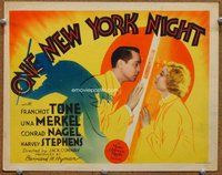 b106 ONE NEW YORK NIGHT title movie lobby card '35 Franchot Tone, Merkel