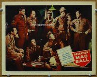 b169 OPERATION MAD BALL movie lobby card #3 '57 soldiers play cards!