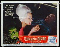 b760 QUEEN OF BLOOD movie lobby card #3 '66 wild female vampire image!