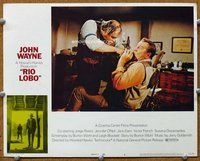 b783 RIO LOBO movie lobby card #4 '71 John Wayne in dentist chair!