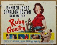 b115 RUBY GENTRY title movie lobby card '53 Jennifer Jones, Charlton Heston