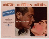 b793 SABRINA movie lobby card #8 '54 Hepburn & Holden close up!