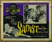 b116 SADIST title movie lobby card '63 fiendish passions made him kill!