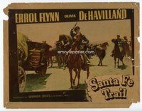 b801 SANTA FE TRAIL movie lobby card '40 Errol Flynn on horseback!