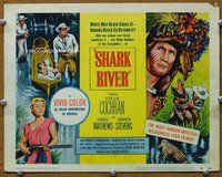 b118 SHARK RIVER title movie lobby card '53 Steve Cochran, Carole Mathews