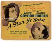 b129 STAR IS BORN title movie lobby card '37 Janet Gaynor, Fredric March