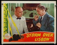 b850 STORM OVER LISBON movie lobby card '44 Erich von Stroheim in tux!