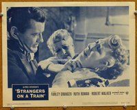 b856 STRANGERS ON A TRAIN movie lobby card #2 R57 Walker chokes mom!