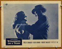 b859 STRANGERS ON A TRAIN movie lobby card #5 R57 Walker chokes girl!