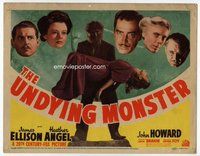 b138 UNDYING MONSTER title movie lobby card '42 wacky werewolf image!