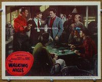 b179 WALKING HILLS movie lobby card #4 '49 fight at poker table!