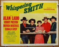 b939 WHISPERING SMITH movie lobby card #2 R56 Alan Ladd with cast!