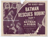 b105 NEW ADVENTURES OF BATMAN & ROBIN Chap 5 title movie lobby card '49