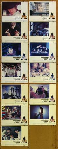 c001 CLOCKWORK ORANGE 13 English movie lobby cards '72 Stanley Kubrick classic!