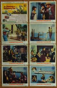 c056 ADVENTURES OF HUCKLEBERRY FINN 8 movie lobby cards '60 Mark Twain