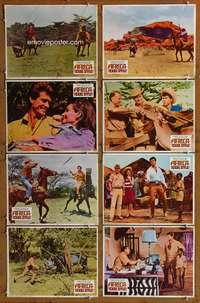 c058 AFRICA - TEXAS STYLE 8 movie lobby cards '67 cool wild animals!