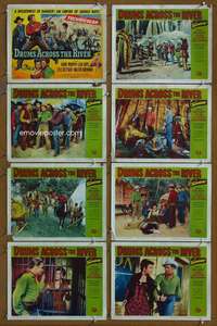 c287 DRUMS ACROSS THE RIVER 8 movie lobby cards '54 Audie Murphy