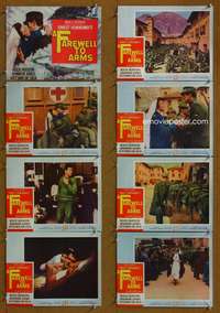 c314 FAREWELL TO ARMS 8 movie lobby cards '58 Rock Hudson, Hemingway