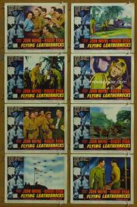 c332 FLYING LEATHERNECKS 8 movie lobby cards '51 John Wayne, Ryan